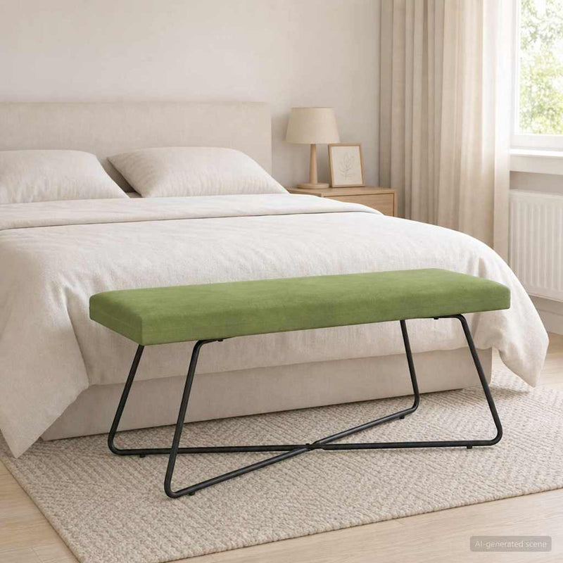 bancă Verde deschis 110 x 40 x 45 cm Catifea
