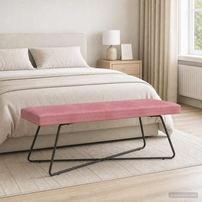 bancă Roz 110 x 40 x 45 cm Catifea