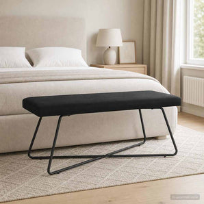 bancă Negru 110 x 40 x 45 cm Catifea