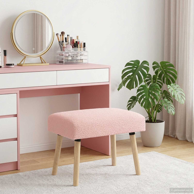 bancă Simplu Roz 60 x 40 x 45 cm Bouclé