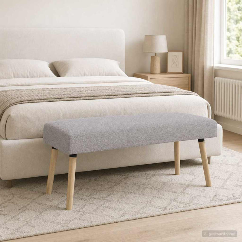 bancă Simplu Gri deschis 110 x 40 x 46 cm Bouclé
