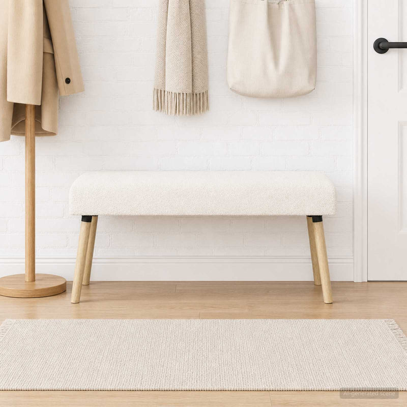 bancă Simplu Crem 110 x 40 x 46 cm Bouclé