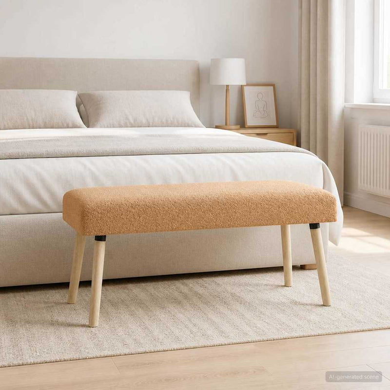 bancă Simplu Bej 110 x 40 x 46 cm Bouclé