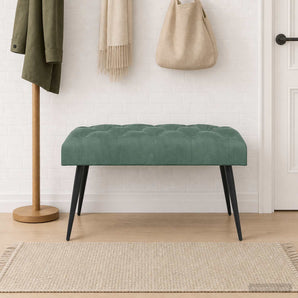 Bancă cu butoane capitonate Verde Mării 80 x 40 x 46 cm Catifea