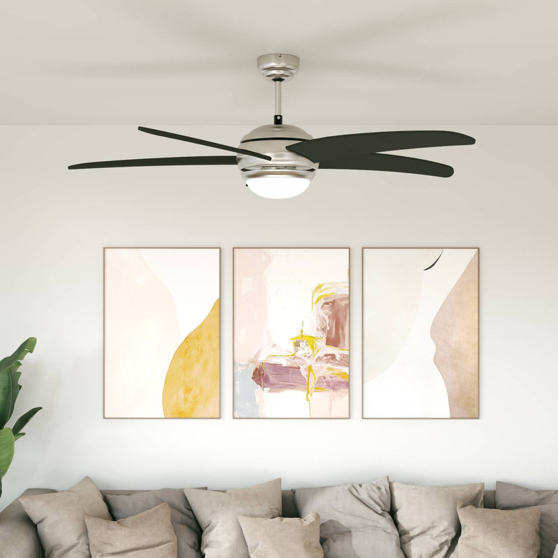 Ventilator de tavan cu lumina și telecomandă Ø 130 cm Negru