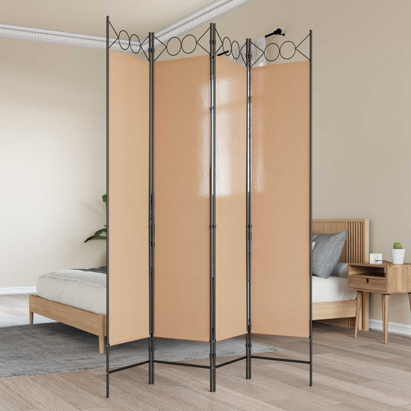 Separator de Cameră cu 4 Panouri Bej 160 x 200 cm Țesătură