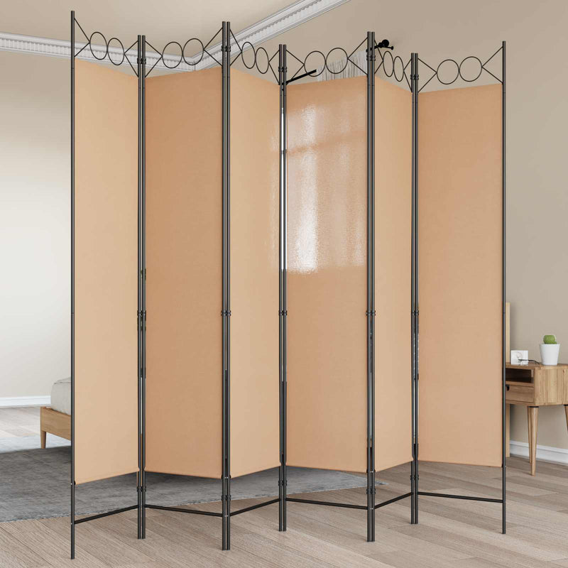 Paravan cu 6 panouri Bej 240 x 200 cm Țesătură