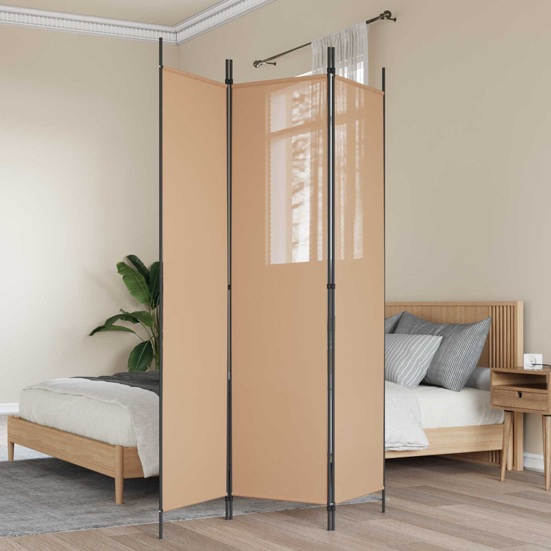 Paravan de camere cu 3 panouri Bej 150 x 200 cm Țesătură