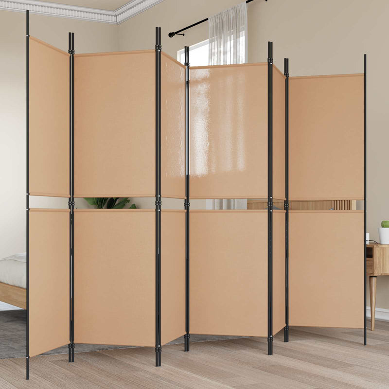 Paravan cu 6 panouri Bej 300 x 180 cm Țesătură