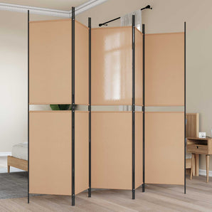 Panou de Separare cu 5 Elemente Bej 250 x 200 cm Țesătură