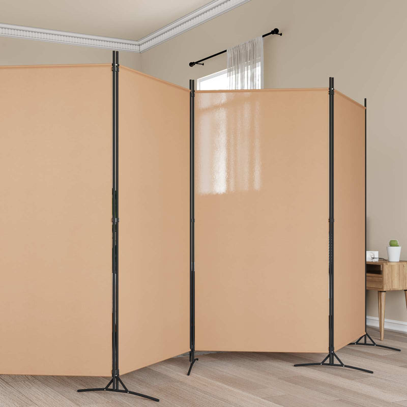 Separator de cameră cu 5 panouri Bej 433 x 180 cm Țesătură