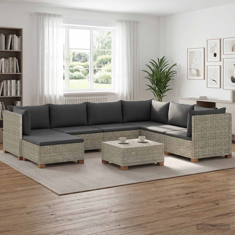 8 buc. Set de lounge din ratan cu perne GENDT Ratan Natural