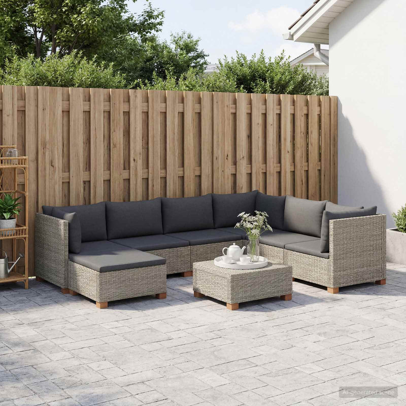8 buc. Set de lounge din ratan cu perne GENDT Ratan Natural