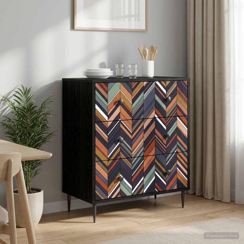 Comodă cu sertare OMMEN Imprimare geometrică 66 x 36,5 x 76 cm