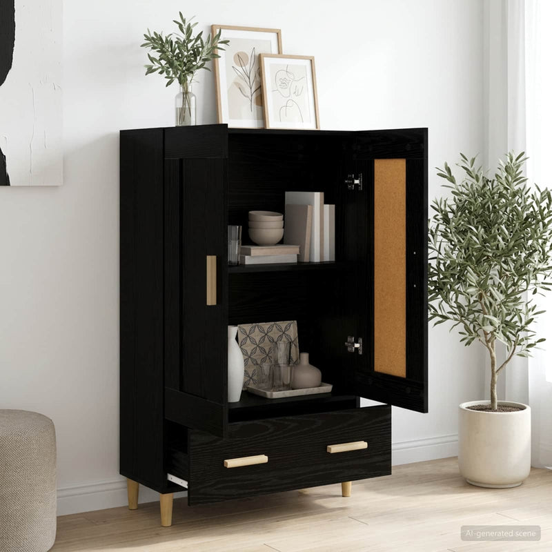 Bufet Stejar Negru 70 x 31 x 115 cm Lemn prelucrat