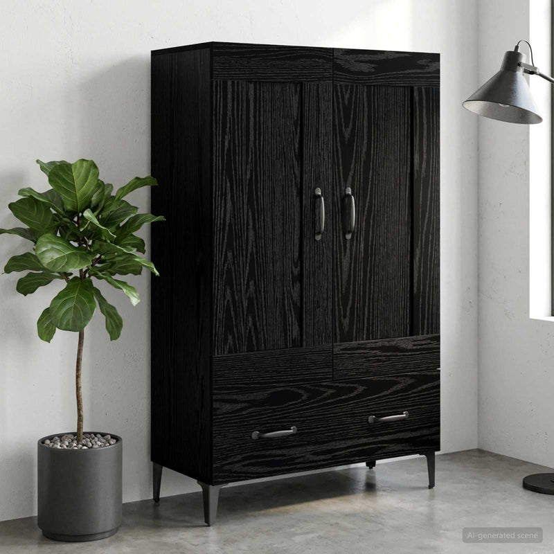 Bufet Stejar Negru 70 x 31 x 115 cm Lemn prelucrat