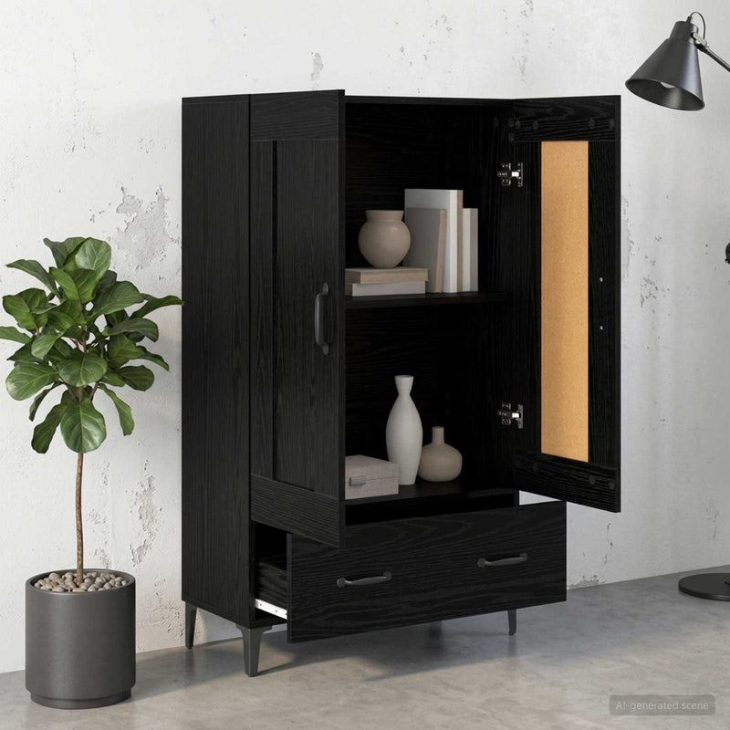 Bufet Stejar Negru 70 x 31 x 115 cm Lemn prelucrat