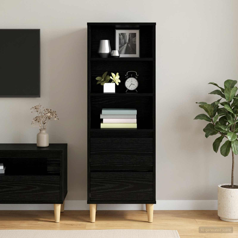 Bufet Stejar Negru 40 x 36 x 110 cm Lemn prelucrat