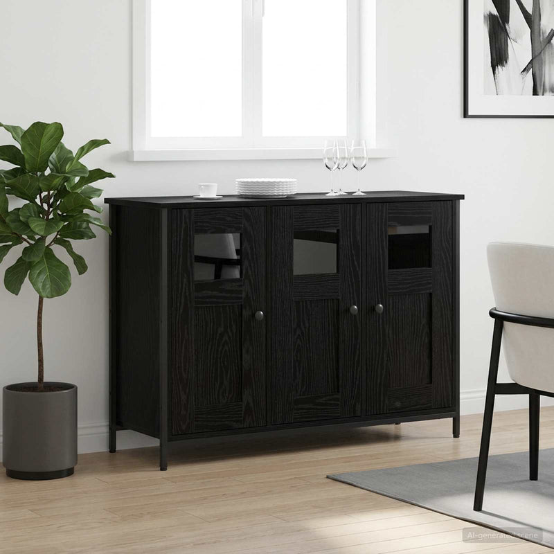 Bufet Stejar Negru 100 x 35 x 70 cm Lemn prelucrat