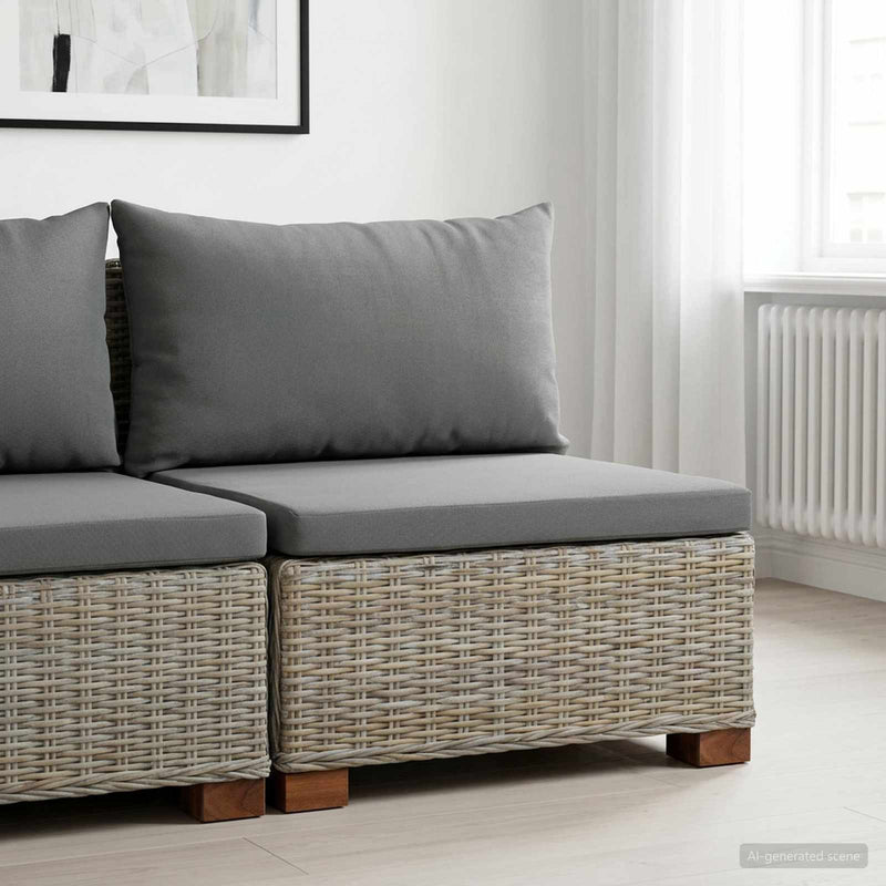 Sofa Medie cu Perne GENDT Ratan Natural Gri Kubu
