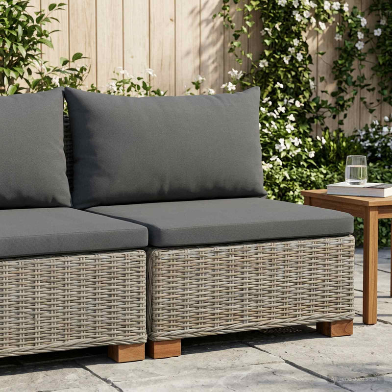 Sofa Medie cu Perne GENDT Ratan Natural Gri Kubu