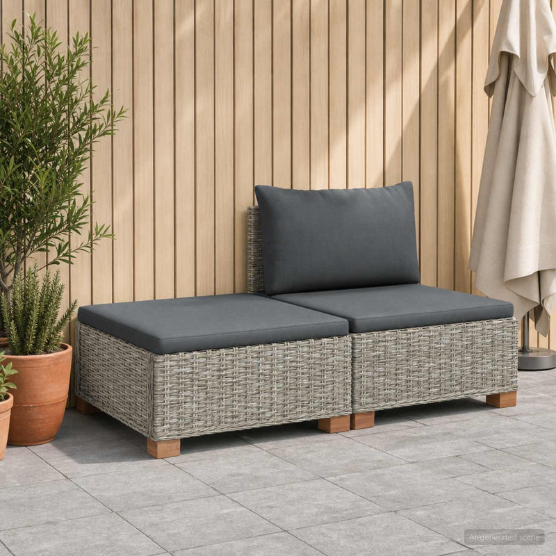 2 buc. Set de Lounge din Ratan cu Perne GENDT Ratan Natural