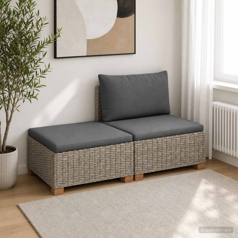 2 buc. Set de Lounge din Ratan cu Perne GENDT Ratan Natural