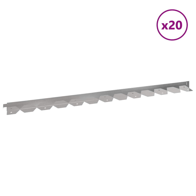 Margine pentru gazon 20 buc. 102 x 4 x 4 cm Oțel Argintiu