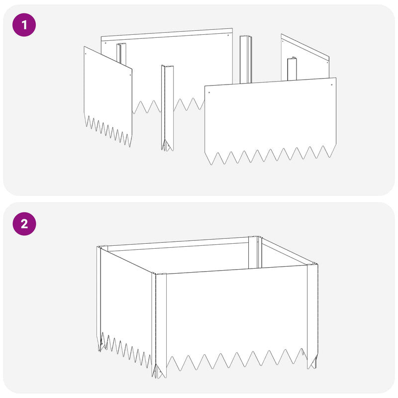 Margine pentru gazon 4 buc. 60 x 60 x 35 cm Oțel Argintiu