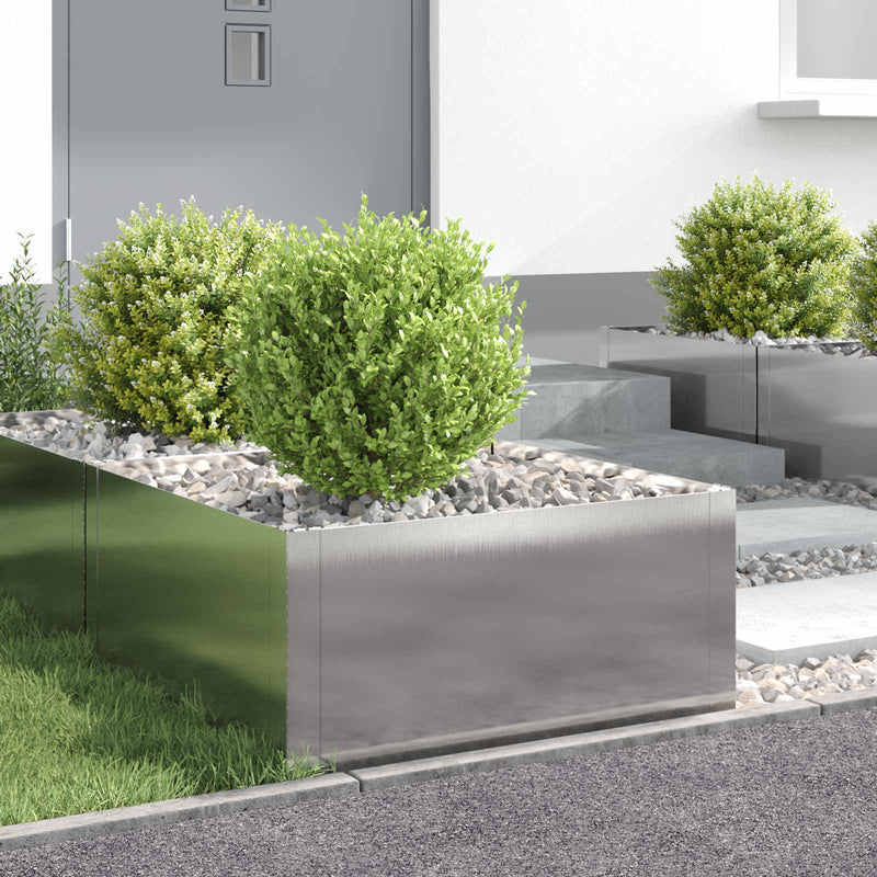 Margine pentru gazon 4 buc. 60 x 60 x 35 cm Oțel Argintiu