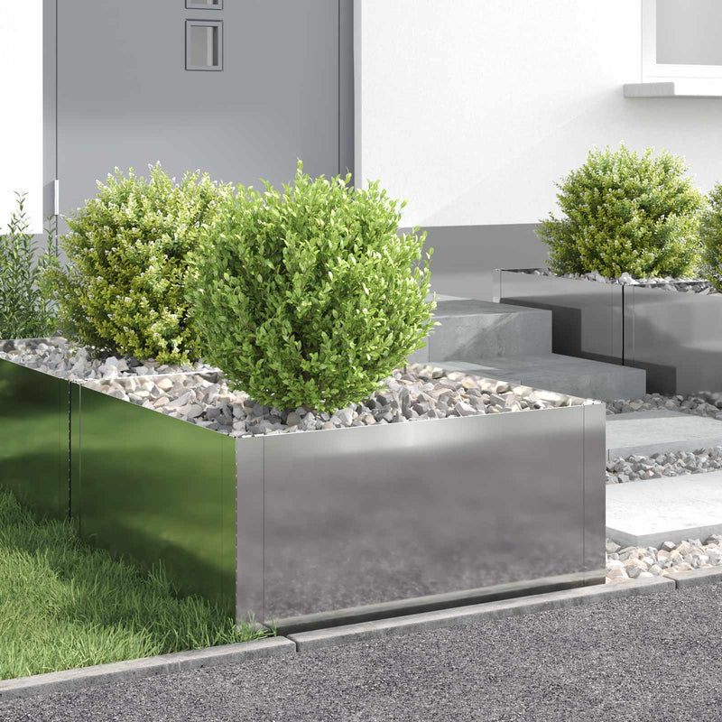 Margine pentru gazon 4 buc. 60 x 60 x 35 cm Oțel Argintiu