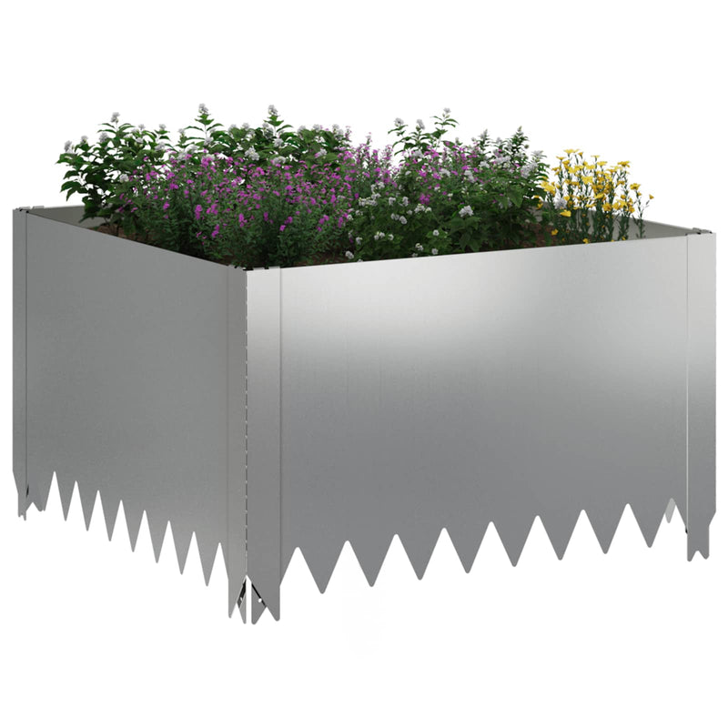 Margine pentru gazon 4 buc. 60 x 60 x 35 cm Oțel Argintiu