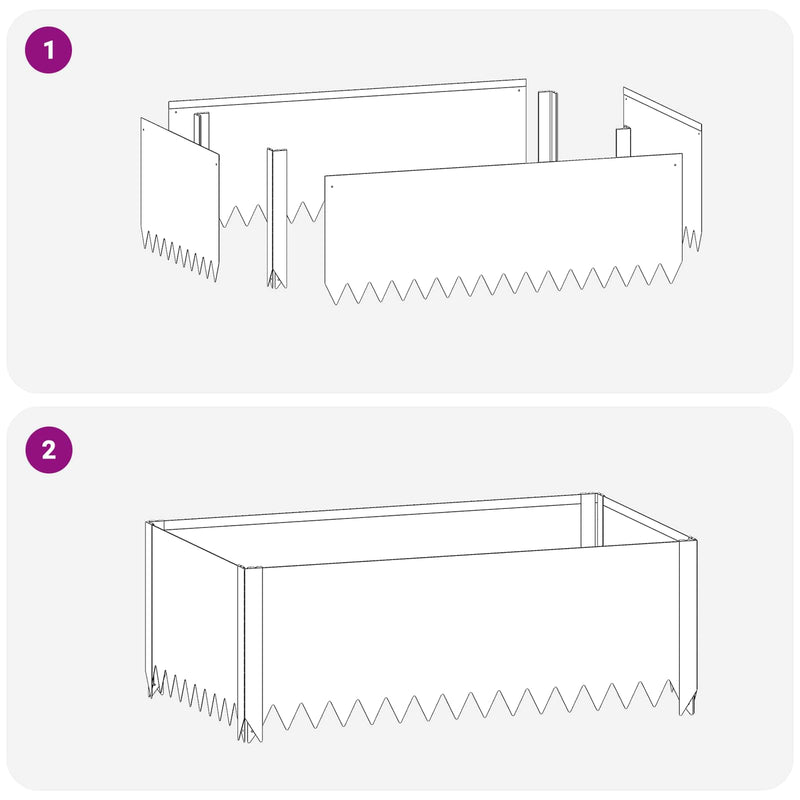 Margine pentru gazon 4 buc. 100 x 60 x 35 cm Oțel Argintiu