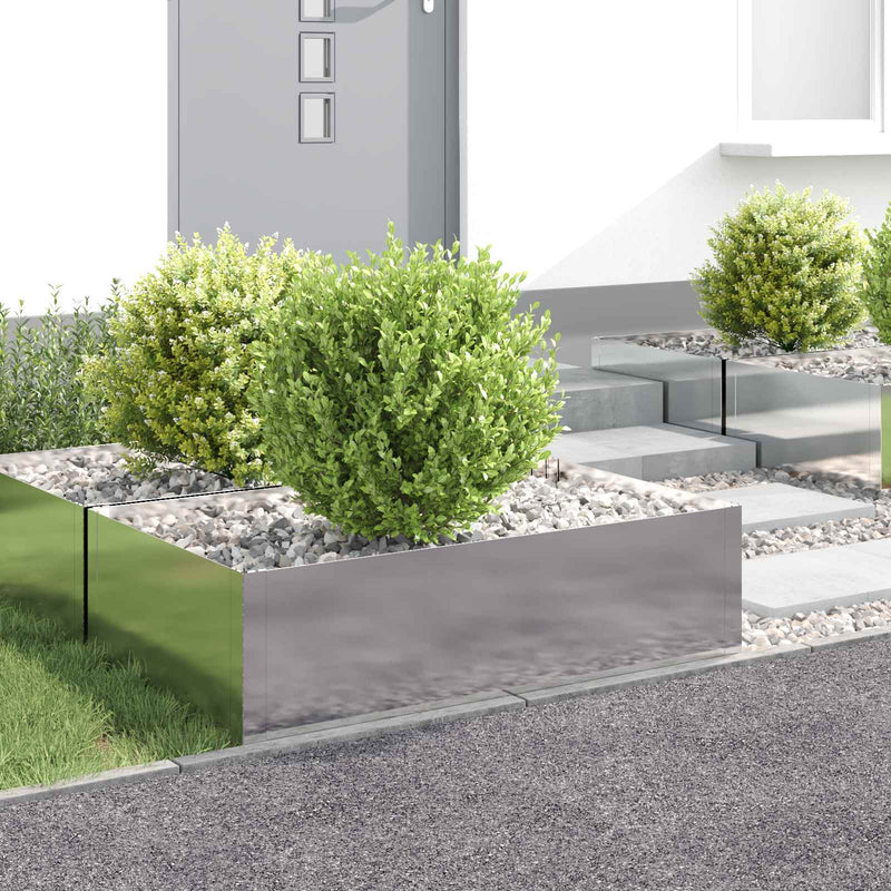 Margine pentru gazon 4 buc. 100 x 60 x 35 cm Oțel Argintiu