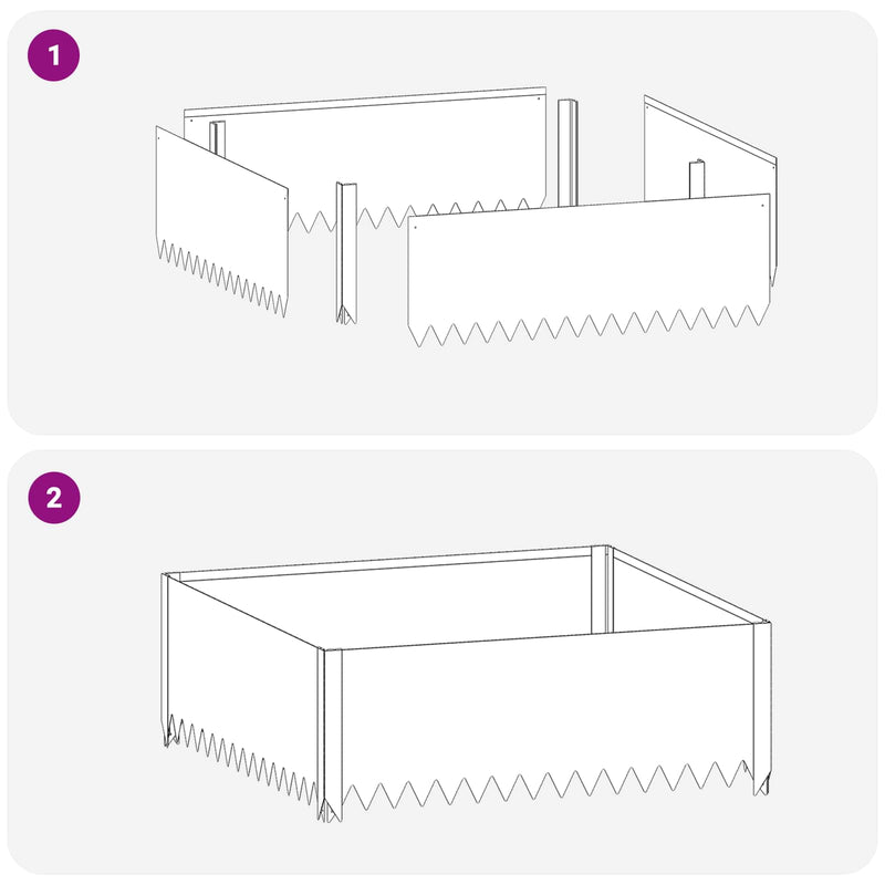 Margine pentru gazon 100 x 100 x 35 cm Oțel Ruginit
