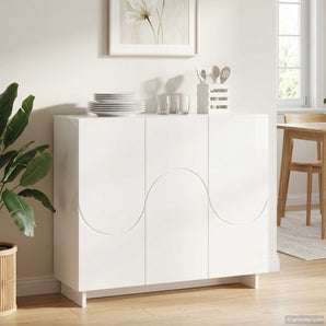 Bufet Alb foarte lucios 85,5 x 31 x 75 cm Lemn prelucrat