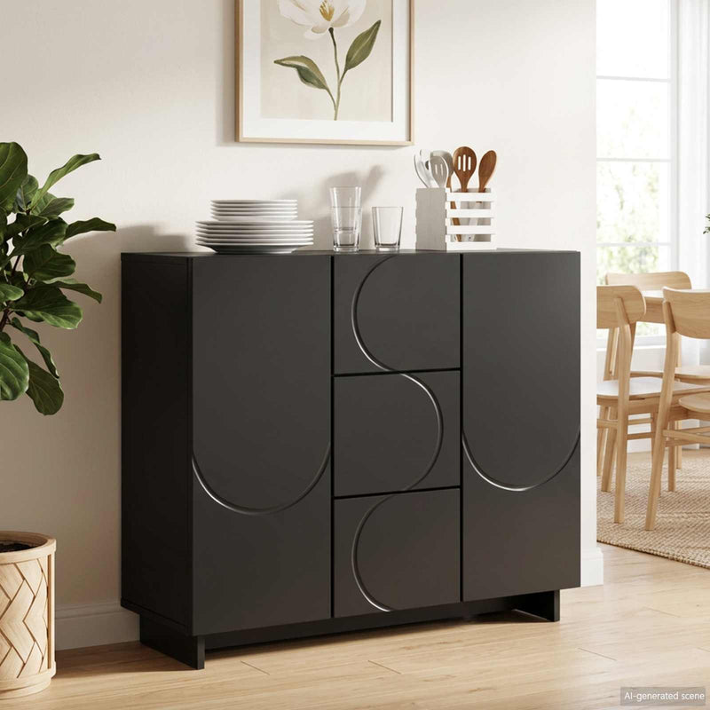 Bufet Negru 85,5 x 31 x 75 cm Lemn prelucrat
