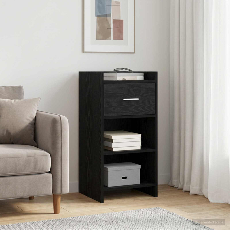 Bufet Stejar Negru 40 x 36 x 80 cm Lemn prelucrat