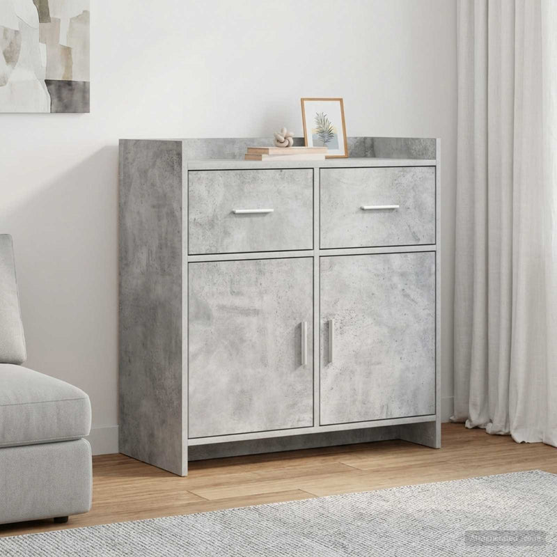 Bufet Gri Beton 75 x 36 x 80 cm Lemn prelucrat