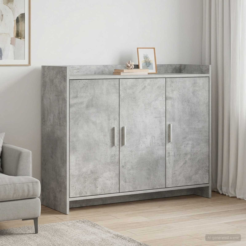 Bufet Gri Beton 98,5 x 33 x 80 cm Lemn prelucrat