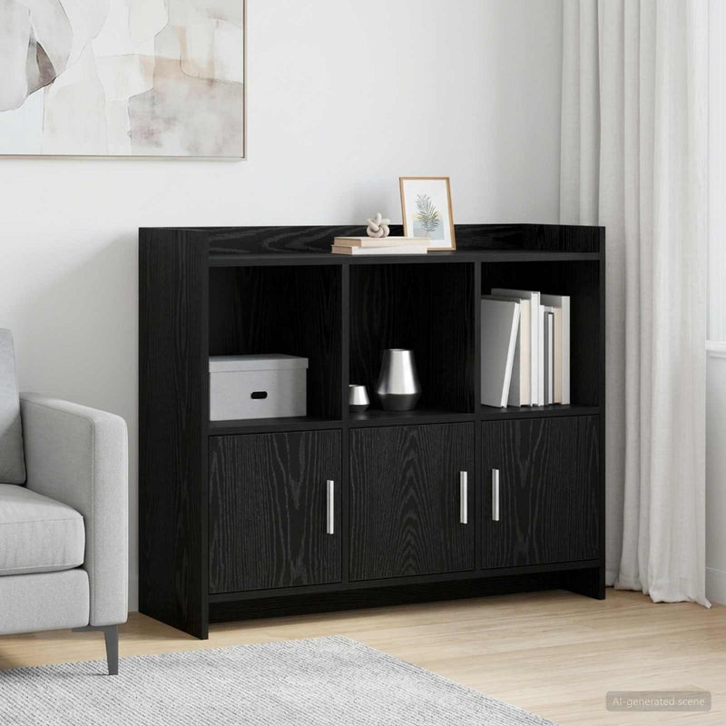 Bufet Stejar Negru 98,5 x 33 x 80 cm Lemn prelucrat