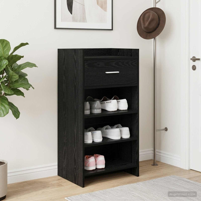 Dulap pentru pantofi cu sertar Stejar Negru 48 x 36 x 92 cm