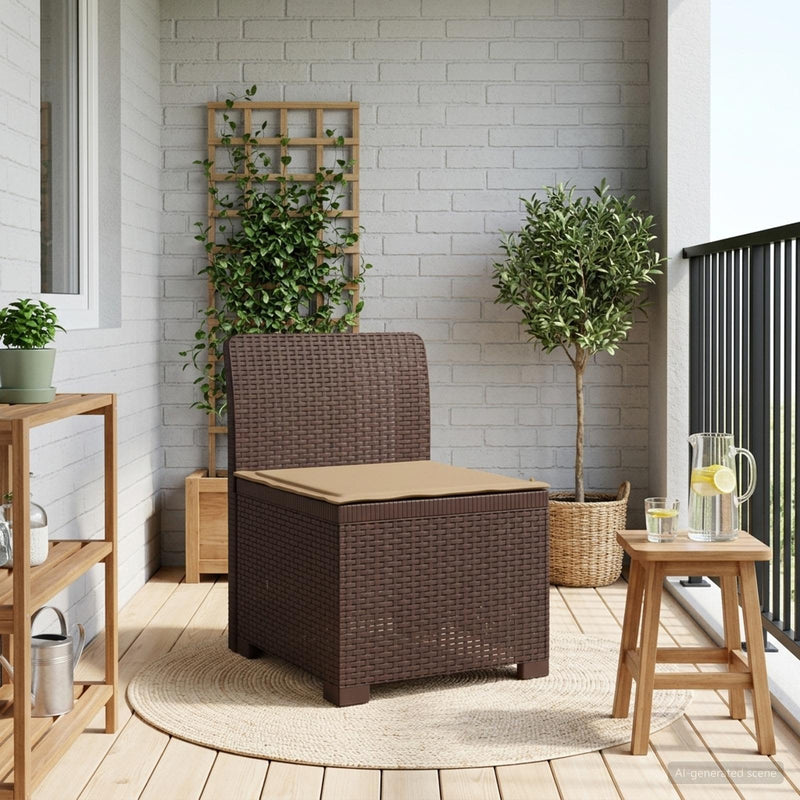 Canapea de Grădină cu 1 Loc cu Pernă Aspect Rattan PP Maro