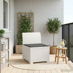 Canapea de Grădină cu 1 Loc cu Pernă Aspect Rattan PP Alb