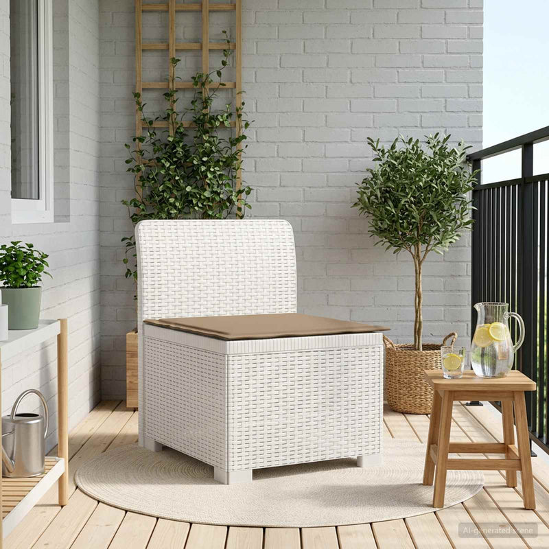 Canapea de Grădină cu 1 Loc cu Pernă Aspect Rattan PP Alb