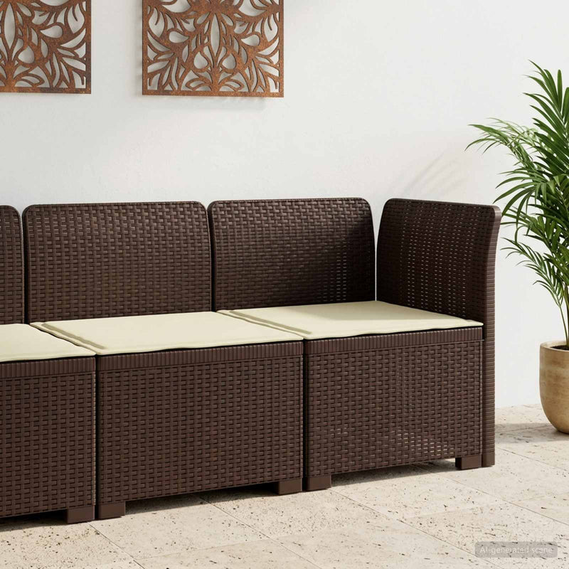 Canapea de Grădină cu 1 Loc cu Pernă Aspect Rattan PP Maro