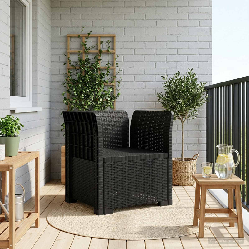 Fotoliu cu 1 Loc Aspect Rattan PP Antracit