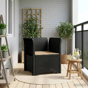 Fotoliu cu 1 Loc cu Pernă Aspect Rattan PP Antracit