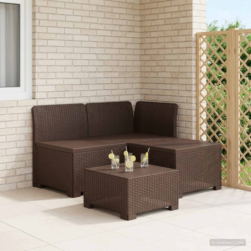 Canapea pentru Grădină cu 3 Locuri Aspect Rattan PP Maro