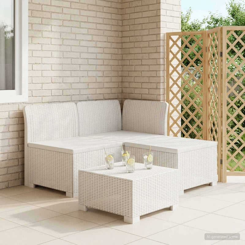 Canapea pentru Grădină cu 3 Locuri Aspect Rattan PP Alb